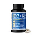 Vitamina D3 K2 com MCT, 5000 UI Vegan D3 & 100 mcg MK7 K2, apoiar ossos fortes e saúde imune - 30 cápsulas (30 dias de fornecimento)