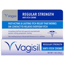 Vagisil de força regular Anti-Itch Creme feminino para as mulheres, ginecologista testado, hipoalergênico, de ação rápida e longa duração Itch alívio, Moisturizer Vaginal acalma e fresco, 1 oz (Pacote de 1)
