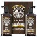 Viking Revolution Beard Wash and Beard Conditioner para homens com óleo de Argan e óleo de Jojoba - Beard Softener and Fortalecer Beard Care Shampoo and Conditioner with Beard Oil (17oz, Sweet Tobacco)