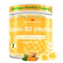 Vitamina B2 Gummies Riboflavina 400mg para homens mastigado B2 Vitaminas para adultos com B Extrato Acumênico Complexo para Conforto Digestivo, Suporte do sistema nervoso, Vegan, Livre de açúcar, Sabor de abacaxi, 60 Contagem