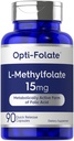 Carlyle L Metilfolato 15mg – 90 Cápsulas – Potência Máxima – Otimizado e Ativado – Não-GMO, Sem Glúten – Folato de metilo – 5-MTHF –