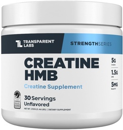 Laboratório Transparente Creatina HMB - Creatina Monohidrato em pó com HMB para o crescimento muscular, aumento da força, aumento da produção de energia e melhoria do desempenho atlético - 30 serviços, sem sabor