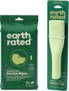 Pacote limpo e calmo da Terra - inclui 70 Wipes de olho de animal de estimação sem fragrância e 1 grande brinquedo de enriquecimento