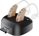 Amplificador auditivo digital - Recarregável por trás do amplificador de som de realce auditivo pessoal do ouvido, amplificador auditivo digital BTE com doca de carregamento USB por MEDca