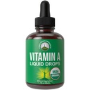 USDA Suplemento de gotas líquidas de vitamina A orgânica. Vegan alta biodisponibilidade para olho, pele e saúde óssea. para adultos, homens, mulheres, crianças. VIT Orgânico Um óleo Retinil Palmitate. Sem glúten, açúcar zero