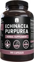 INGREDIENTES ORIGINAIS PUROS Echinacea Purpurea (365 Cápsulas) Sem enchimento de magnésio ou arroz, sempre puro, verificado no laboratório