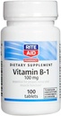 Rite Aid Vitamina B-1 (Thiamine), 100 mg - 100 comprimidos □ Essencial para o nervo adequado e função muscular