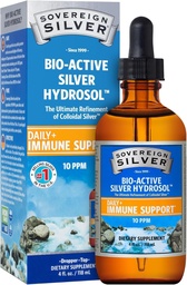 Suporte Imune Prata Soberano - Prata Colóide, Hidrosol de Prata Bio-Ativa, 10 ppm, Dropper Líquido, 4 Fl Oz, (118 ml)
