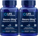Extensão da vida Neuro-Mag 150 Cápsulas Vegetarianas (Pacote de 2), L-Treonato de Magnésio, Suplemento Magtein