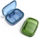 2 Pack 3 Compartimento pequena caixa de pílulas, caso à prova de umidade, organizador de viagem para bolsa de bolso, diária portátil medicina recipiente vitamina, óleo de peixe e armazenamento suplemento