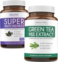 Antioxidantes & Extrato de Chá Verde (1-fornecimento de mês) Antioxidante Fusão Verde - Super Antioxidantes - poderoso Super alimento Mistura diária (120 caps) & Extrato de Chá Verde com EGCG Catequinas de Polifenol (60 caps)