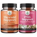 Pacote de Thyroid Suporte de ervas Complexo e ervas PMS Suplemento de suporte para mulheres - Enhancer de humor Suplemento de energia para a saúde da tireóide - Complexo de equilíbrio feminino com vitaminas PMS para mulheres