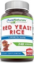 Puro Naturals Red Yeast Rice 1200 Mg por serviço, Cápsulas Suplemento □ Não-GMO □ Gluten Free □ Made in USA (480 Count)
