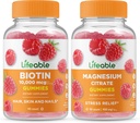 Biotina viva + Magnésio, Gummies Bundle - Grande degustação, Suplemento Vitamina, Glúten Livre, GMO Livre, Mastigável