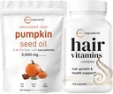 Micro Ingredientes Pumpkin Seed Oil com serra Palmetto 3.000mg Softgels & Hair Vitaminas Cápsulas Complexos 2 Pack Bundle Óleo Virgem Pressionado Frio 14-em-1 Suporte ao crescimento do cabelo com Colágeno e Biotina