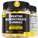 Creatina Gummies mono-hidratada para homens e mulheres - com BCAA, Colágeno Peptídeos, L-Taurine, Vitamina B12, D3, Mastigações Creatina Mono-hidratada 5g por servir, Flavor de limão natural, Açúcar livre, 2 embalagem