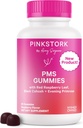 Pink Stork PMS Suporte chicletes para as mulheres - Folha de framboesa vermelha, Black Cohosh, Óleo de Primrose - Bloating, Cravings, Pele, Humor - Hormonal Ciclo Suporte - 60 Gummies Berry - Vegan, Baseada em plantas