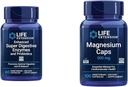 Extensão de Vida 60 Cápsulas Vegetarianas Enzimas Super Digestivas Enzimas E Probióticos E 100 Cápsulas de Magnésio para Coração, Osso, Suporte ao Metabolismo