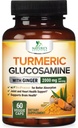 Suplemento de Curcumina Turmérica 2000mg - 95% Curcuminóides com Glucosamina, Ginger & HSH, Pimenta preta BioPerine para melhor absorção, Suporte Conjunta Vegan da natureza, Não-GMO, Engarrafado nos EUA - 60 Cápsulas