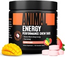 Mastigação de energia animal, Energia de ação rápida com cafeína, nootrópicos e sal marinho para foco e pré-treino - conveniente e delicioso formato de mastigação - manga