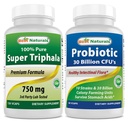 Melhores Naturals Triphala 750 mg & Probiótico 10 Strains & 30 bilhões UFC