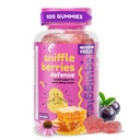 Squiggles Sniffle Berries Elderberry Gummies com Bee Propolis & Echinacea, Crianças Imune Booster, Propolis Gummies para a saúde, Vitaminas Toddler para apoio imunológico, Tasty Chewy Gummy (100 Conde)