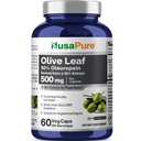NusaPure Olive Leaf 50:1 Extract, 500 mg Equivalente a 25.000mg - 50% Oleuropein Vegan/Vegetarian - Super Força Sem Óleo 60 Cápsulas