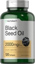 Horbaach Black Seed Oil Cold Pressed Softgel Cápsulas .2000mg .. 120 Contagem .. Suplemento com Omega 6 e 9 .. Nigella Sativa ..