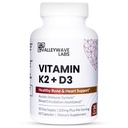 Cápsulas Vitamina D3 K2 - Vitamina K2 MK7 100 mcg + VIT D3 5000 UI (125 mcg) Suplemento dietético para suporte ósseo, dentes, músculo e imunossuporte à saúde*, 60 Contagem