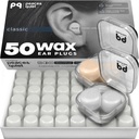 PQ Wax Ear Plugs para dormir, Natação - 50 ruídos Cancelando silicone Gel Cera Tampões de ouvido, Proteção da orelha para dormir e nadar, Travesseiros de cera macia com nível de bloqueio de som 32Db, (50 travesseiros), cor: branco