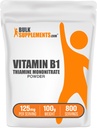 BulkSupplements.com Mononitrato de tiamina em pó - Vitamina B1 em pó, Suplemento de tiamina B1 - Vitaminas B1 sem glúten, 125mg por serviço, 100g (3,5 oz) (Pack of 1)