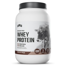 Níveis de proteína de whey alimentado de grama em pó, sem artificiais, 24G de proteína, Mocha de chocolate, 2LB