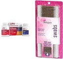 Kit de combinação de alívio de zumbido de Lipo-Flavonóide Dia & Noite com Vitaminas, 90 Caplets & Swisspers Premium Cotton Swabs, 300 Count