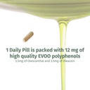 Cápsulas OleocanTM - Fornecimento de 90 dias - Suplemento EVOO Polifenol Premium - 3,5mg de Oleocanthal e 3,5mg de Oleacein - Espectro largo