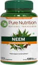 Pure Nutrition Neem Capsules 700mg. (Equivalente a 2600mg Neem Leaf Powder and Bark Powder) Não-GMO Uma vez por dia.