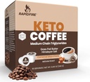 Rapidfire Caramel Macchiato Ketogenic de alto desempenho Keto Coffee Pods, Suporta Energia e Metabolismo, Gestão de Peso, Single Serve K Cup, Brown, 16 Contagem