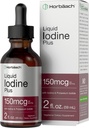 Horbäach Iodine Liquid Drops 2 fl oz 150 mcg Iodo e Iodo de Potássio Tintura Líquida Vegetariana, Não-GMO, Suplemento sem glúten