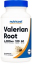 Nutricost Valerian Root Cápsulas (1000mg por serviço) 120 Cápsulas - 4.000mg Equivalente Por serviço (4:1 Extracto), Cápsulas Vegetarianas, Glúten Livre, Não-GMO