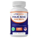 Ácido Fólico Vitamático 400 mcg - 500 Comprimidos Vegetarianos - Vitamina B9