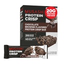 MUSASHI Protein Crisp Bar, 20g Protein, 4g Total de Açúcares, Chocolate Brownie, Pós-treino e Lanche no Go, 12 Pack de 2.1oz (60g) Bares