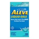 Aleve Cápsulas Líquidas, Naproxeno Cápsulas de Sódio 220 mg (NSAID), Relíever da Dor/Redutor da Febre, Alívio rápido da Dor, 120 contagem