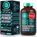 Suplemento Aminoácidos Essenciais - Todos os 9 EAAs com BCAAs Aminoácidos (Leucina, Lisina, Valina, Treonina) - 3.000mg por serviço - Crescimento muscular, Poder, Recuperação - 120 Vegan, Cápsulas grátis de cafeína