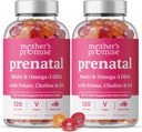 Vitamina Gummies pré-natal com DHA Vitaminas Vegan pré-natal para mulheres com Omega 3, folato, colina e D3, Vitaminas de gravidez para o desenvolvimento fetal