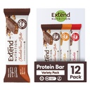 Estenda barras de proteína livre de açúcar, perfeitos lanches diabéticos, alta proteína e fibra, controle de fome e energia estável, baixo carboidrato, Keto Friendly (12 Conde, Variety Pack)