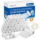 LotFancy Gaze Rolls, 48 Contagem, 4 Polegadas x 4.1 Yards, Envoltório de gaze enrolado, Bandagem de alongamento conformando para cuidados de feridas, suprimentos médicos para primeiros socorros