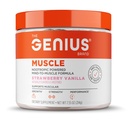 Genius Brand Genius Muscle - Suplemento de saúde muscular para o crescimento, resistência e recuperação - Fórmula não-hormonal - 6 cogumelos orgânicos - naturalmente doce - 30 Servings - Baunilha de morango
