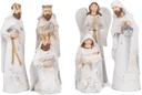 Conjunto de Figuras de Natividade de Resina de Resina de 7 Polegadas de Branco e Ouro Transpac