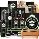 Kit de barba para homens com lavagem de barba, Condicionador de barba, Óleo de barba, Balm de barba, Escova, Comb, Tesouras, Saco de armazenamento, Presentes para homens pai marido namorado