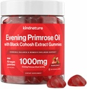 kindnature Evening Primrose Oil Gummies para Mulheres – 1000mg com preto Cohosh Extract – Equilíbrio Hormonal, PMS & Suporte Menopausa – Vegan, Livre de Açúcar, Não-GMO