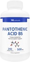 ML Naturals Ácido Pantoténico B5 240 Cápsulas Vegetais. Metabolismo Energético, Suporte ao Sistema Nervoso, Compatibilizado com NSF e cGMP